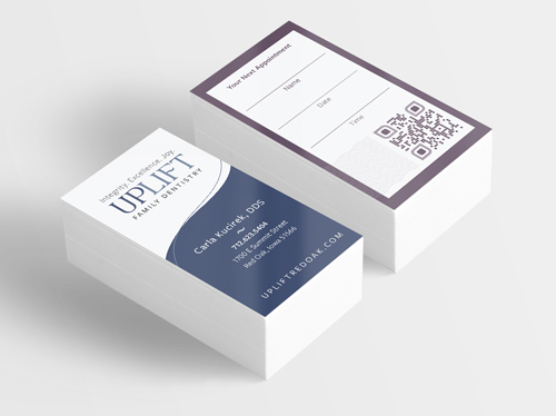 Business cards designed for Uplift Family Dentistry
